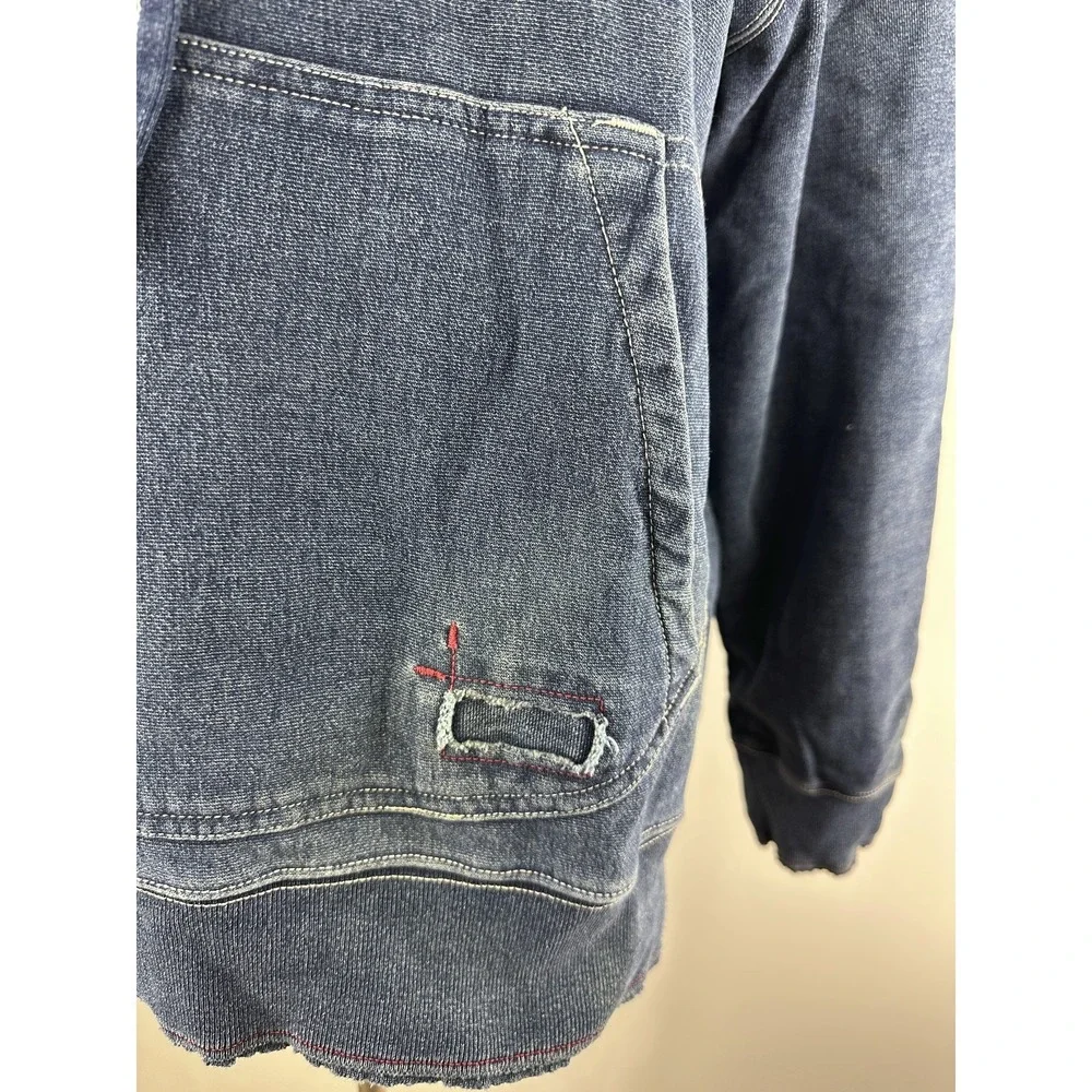 Vintage Gap x RED Hoodie Large Navy Distressed LS Fleece Lined Street Grunge Y2K - Picture 15 of 16